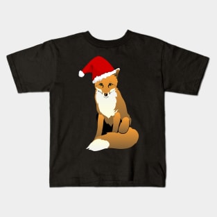 Christmas Fox, Foxy Santa, Christmas Animal, Christmas Fox, Santa Hat, Funny Fox Kids T-Shirt